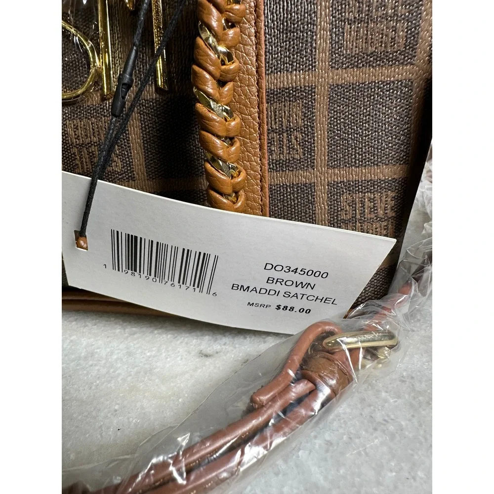 Steve Madden BMADDI Satchel Brown Monogram Crossbody Bag with Pouch DO345000 NEW